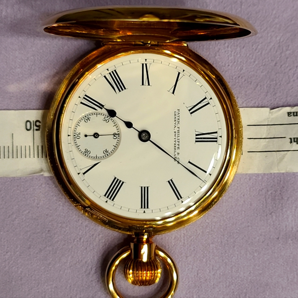 Patek Philippe 18k ClamWin Shell w Tiny Porthole Circa 1800s Metalic Blue Hands